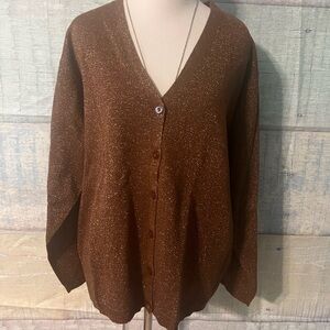Elisabeth by Liz Claiborne 2 Petite Plus Midnight Copper Cardigan Sweater NWT